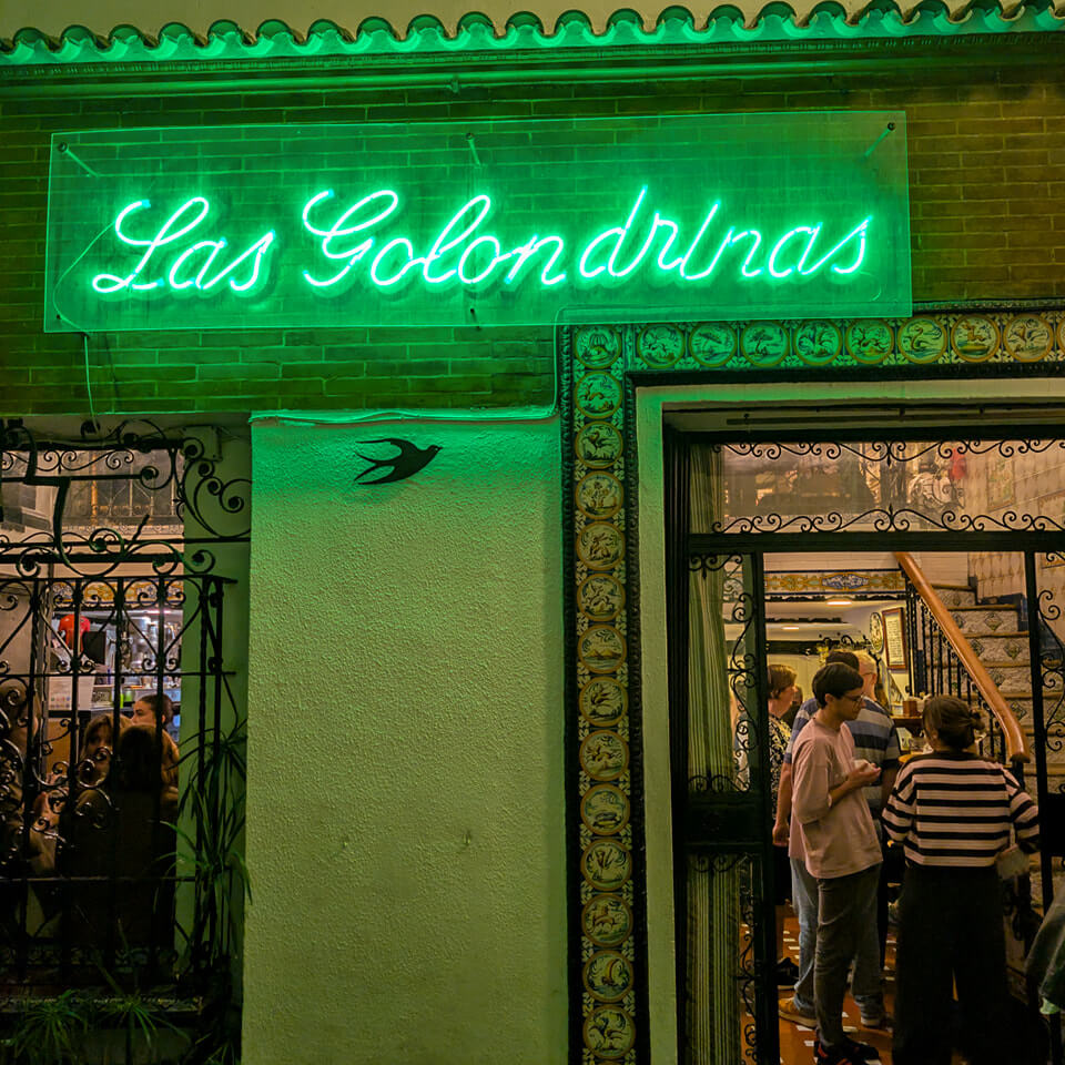 The exterior of Las Golondrinas, a traditional tapas bar in Seville