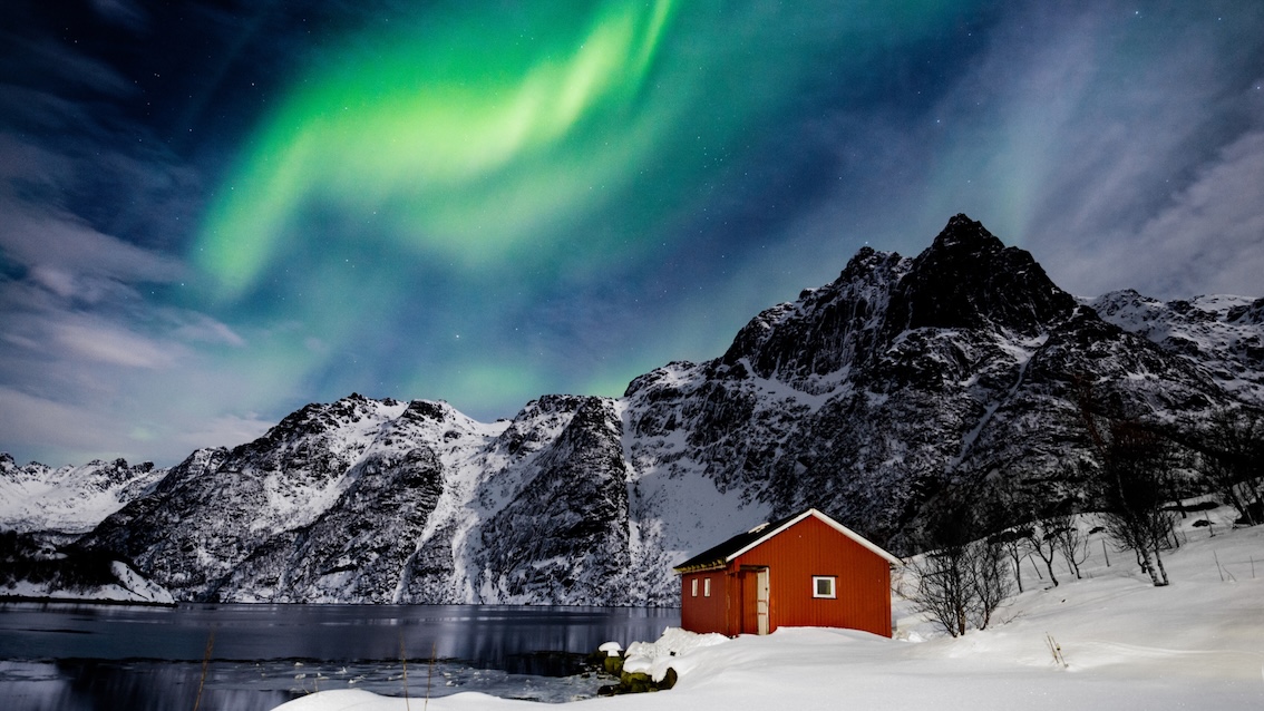 The northern lights pictured dancing in the sky